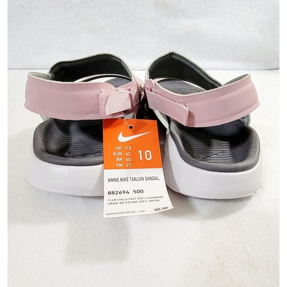 Nike Tanjun Womens Plum Chalk Gray Gunsmoke Double Strap Sandals Size 10 NEW - Picture 5 of 9